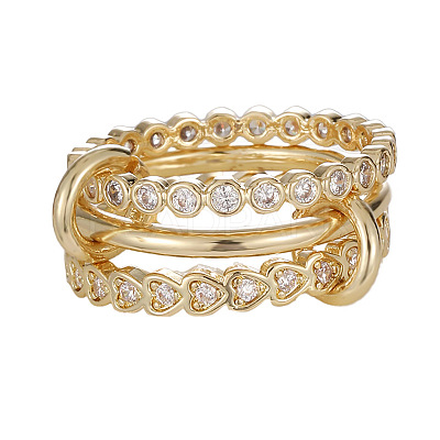 Brass Micro Pave Cubic Zirconia Finger Rings WG3D341-01-1