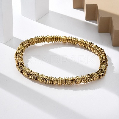 304 Stainless Steel Stretch Bangles for Women BJEW-P315-02B-G-1
