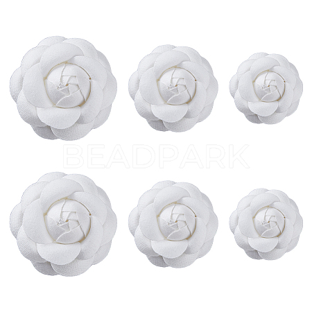 SUPERFINDINGS 6Pcs 3 Size Camellia Shaped Velet Lapel Pins JEWB-FH0001-34-1