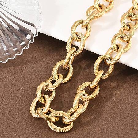 13MM 304 Stainless Steel Textured Cable Chain Necklaces NJEW-Z105-02G-1