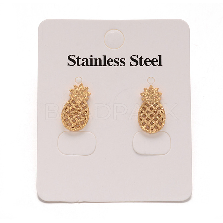 304 Stainless Steel Textured Ear Studs X-EJEW-L122-02G-1