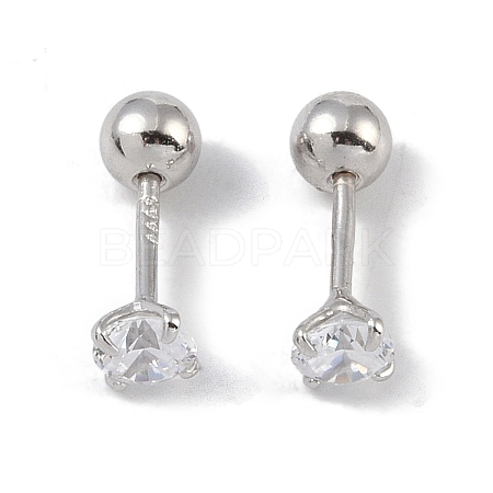 Anti-Tarnish Rhodium Plated 999 Fine Silver Cubic Zirconia Cartilage Earrings for Women EJEW-S215-28P-1