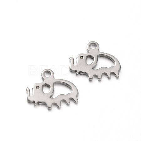 304 Stainless Steel Elephant Charms STAS-N059-30-1