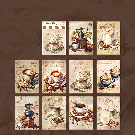 30 Sheets 10 Styles Coffee Shop Theme Scrapbook Paper Pads PW-WG74636-03-1