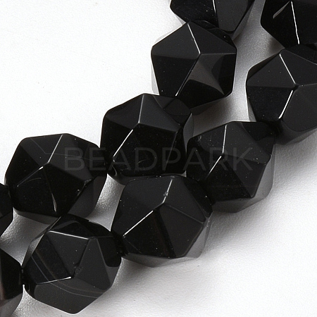 Natural Black Onyx Beads Strands G-Q468-90-8mm-1