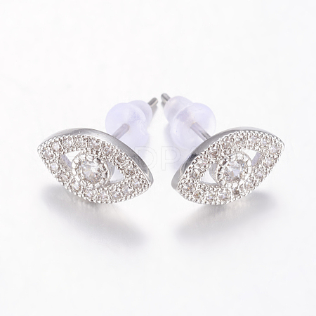 Brass Micro Pave Cubic Zirconia Ear Studs ZIRC-E132-04B-P-1