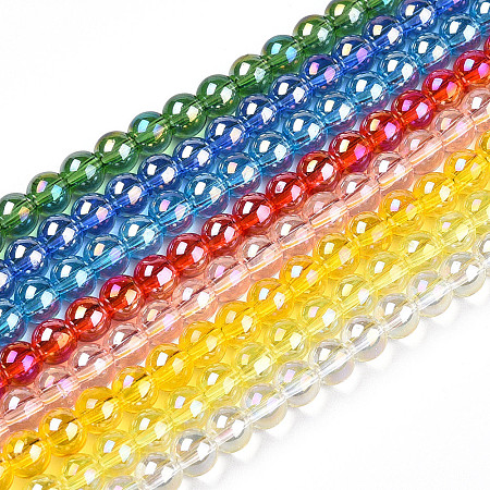 Electroplate Transparent Glass Beads Strands GLAA-T032-T8mm-AB-1