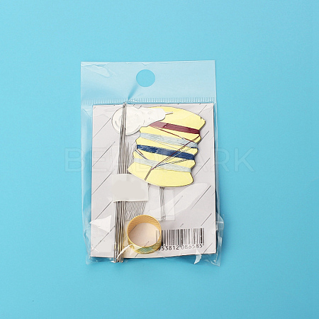 Steel Sewing Needles & Thimble & Threader & Thread Set PW-WG20689-07-1
