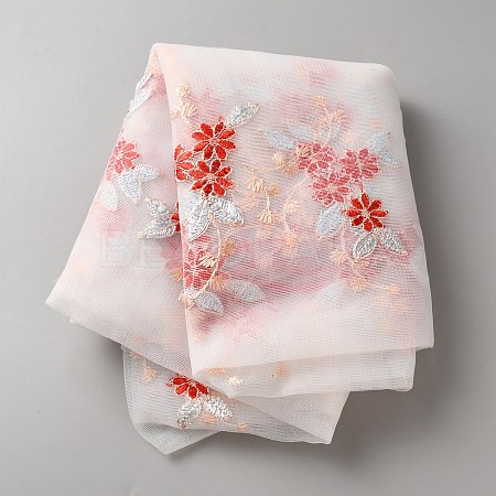 Flower Pattern Polyester Lace Fabic DIY-WH0061-021A-1