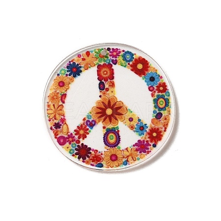 Flower with Peace Acrylic pendants OACR-B018-03-1