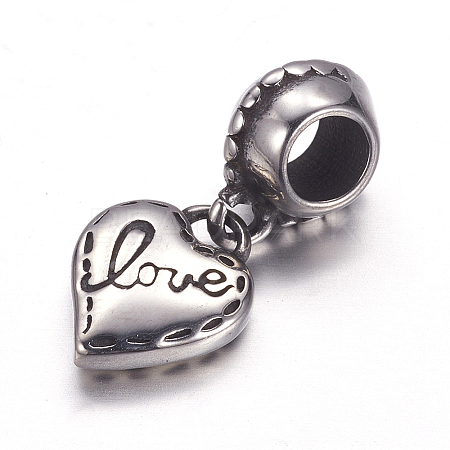 304 Stainless Steel European Dangle Charms OPDL-G006-03AS-1