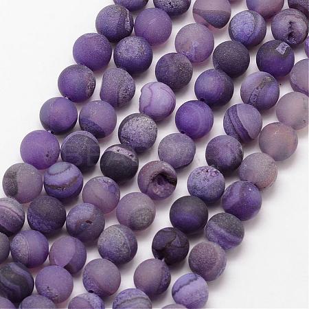 Natural Druzy Geode Agate Bead Strands G-K166-09-10mm-07-1