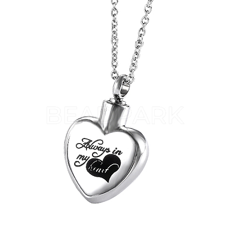 Non-Tarnish Heart with Word 316 Surgical Stainless Steel Pendant Necklaces YK3384-1-1