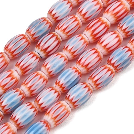 Handmade Millefiori Glass Oval Bead Strands LK-Z001-01B-08-1
