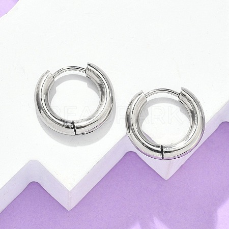 Tarnish Resistant 304 Stainless Steel Huggie Hoop Earrings EJEW-F111-16mm-P-1