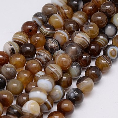 Natural Striped Agate/Banded Agate Beads Strands X-G-G582-10mm-04-1