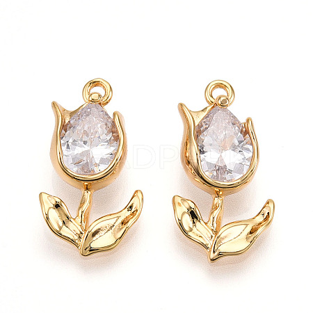 Brass Micro Pave Cubic Zirconia Pendants X-KK-N262-115B-G-1