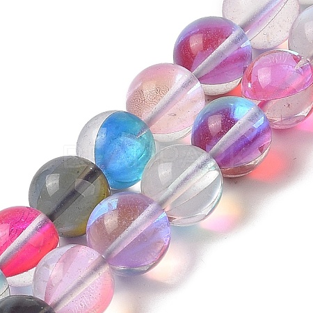 Electroplated Synthetic Moonstone Beads Strands G-C131-A01-04-1