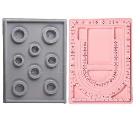 2Pcs 2 Styles Flocking Plastic Bead Design Boards for Necklace Design TOOL-YW0001-87-1