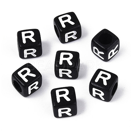 Initial Acrylic Horizontal Hole Beads OACR-ZX006-35R-1