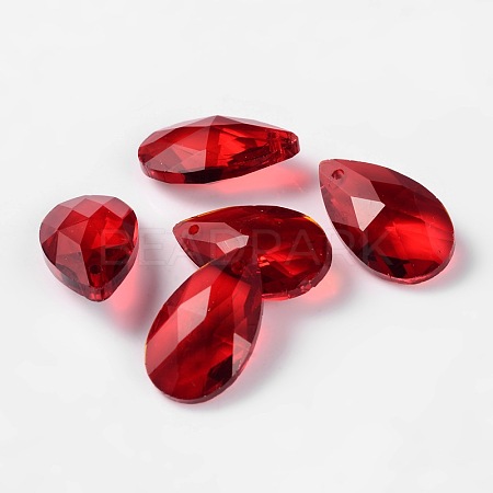 Faceted Teardrop Glass Pendants GLAA-O008-B15-1