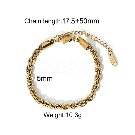 European Style 304 Stainless Steel Rope Chain Bracelet for Women LS-HM2215-6-1
