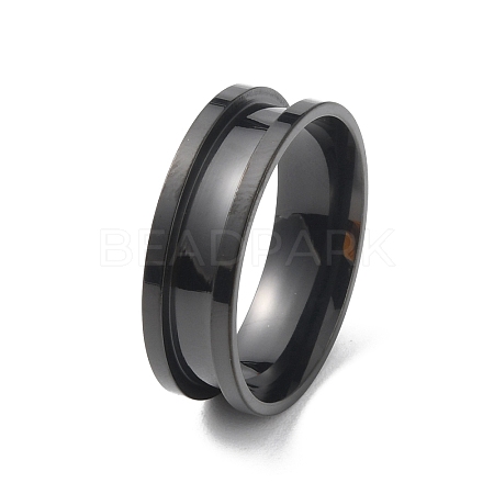 201 Stainless Steel Grooved Finger Ring RJEW-WH0004-32G-EB-1