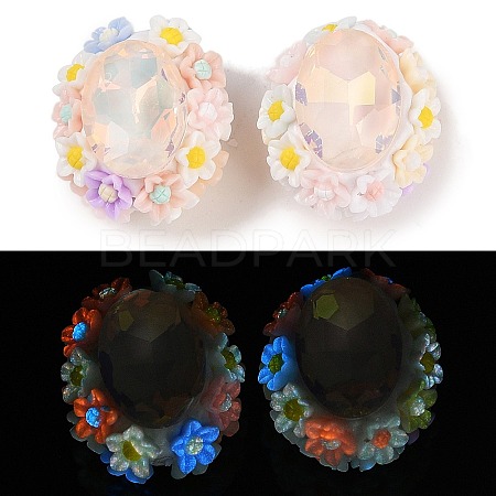 Luminous Polymer Clay Glass Rhinestone Beads CLAY-H003-05B-1