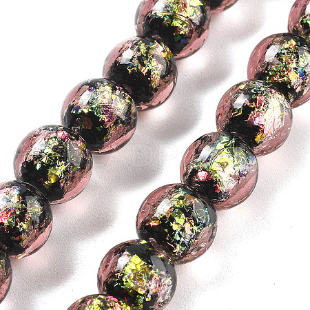 Handmade Foil Lampwork Beads Strands FOIL-K003-06B-18-1