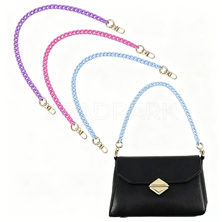 3Pcs 3 Colors Opaque Acrylic Curb Chains Bag Decorative Chains HJEW-FS00091-03-1
