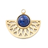 Ion Plating(IP) 304 Stainless Steel Pendants with Synthetic Lapis Lazuli Cabochon STAS-K237-08G-01-1
