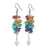 Natural Mixed Gemstone Chips Cluster Earrings EJEW-JE05467-1