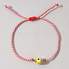 Adjustable Handmade Lampwork Evil Eye Cotton Cord Braided Bead Bracelets WGE50B5-03-1