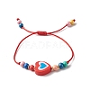 Cute Heart Wood Bead Bracelet for Kid BJEW-JB06753-03-4