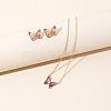 Butterfly Acrylic Rhinestone with Iron Pendant Necklaces & Stud Earrings Sets for Women WGFFCAF-03-4