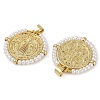 Saint Benedict Medal Brass & ABS Plastic Pearl Pendants KK-U032-10G-2