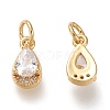 Brass Micro Pave Clear Cubic Zirconia Charms X-KK-F820-15C-G-2