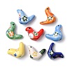 7Pcs 7 Colors Handmade Printed Porcelain Beads PORC-FS0001-39-3