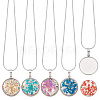 Unicraftale 5Pcs 5 Color Dry Flower Pressed Glass Pendant Necklaces Set with Snake Chains NJEW-UN0001-38-1