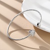 Clear Cubic Zirconia Open Cuff Bangle BJEW-G737-01P-01-2