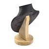 Bust Shaped Microfiber & Wood Jewelry Necklace & Earrings Display Stands NDIS-H042-01A-02-2