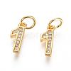 Brass Micro Pave Clear Cubic Zirconia Charms ZIRC-L092-01-G-1