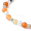 Natural Mixed Gemstone & ABS Plastic Pearl Beaded Stretch Bracelet BJEW-JB09520-3
