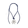 Alloy Flower Pendant Adjustable Nylon Cord Tie Knot Necklaces for Women WG58F26-02-1