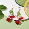 Red Glass Dangle Earrings EJEW-JE05729-01-2