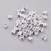 6MM Letter G Letter White Acrylic Cube Beads X-PL37C9308-G-1