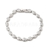 Clear Cubic Zirconia Teardrop Link Chain Bracelet BJEW-E073-03P-1