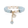 Natural Mixed Gemstone & Pearl Stretch Bracelet BJEW-JB09224-3