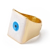 Square Enamel with Evil Eye Wide Band Finger Rings RJEW-A014-02G-02-3
