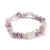Natural White Moonstone & Strawberry Quartz Chip Stretch Bracelets BJEW-JB04490-05-1